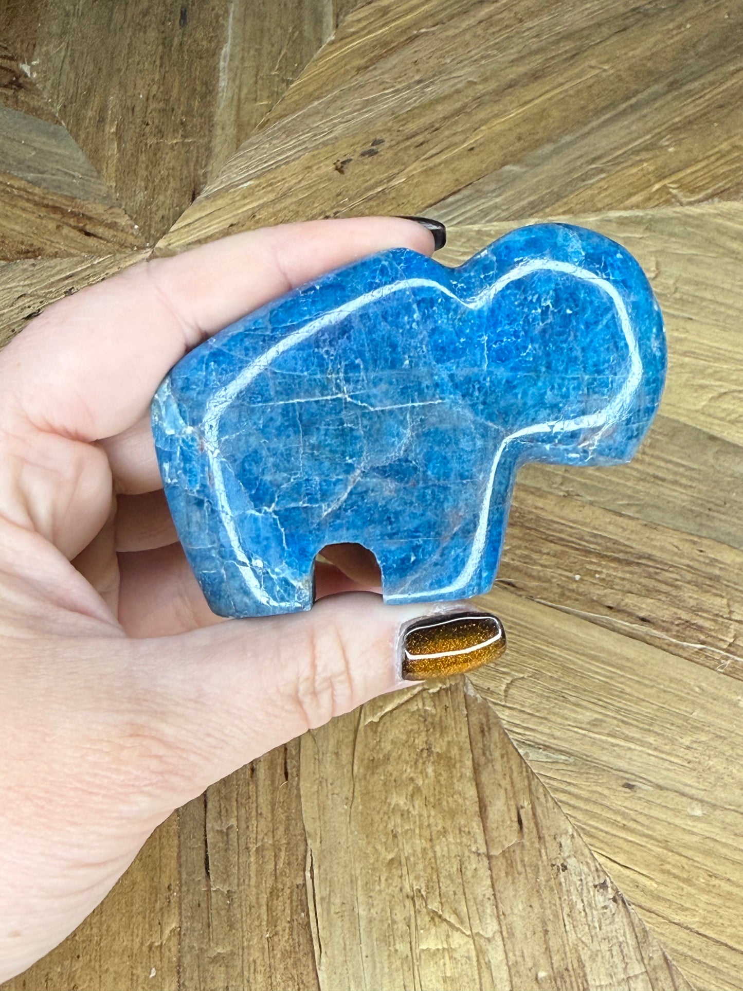 Blue Apatite Buffalo Carvings