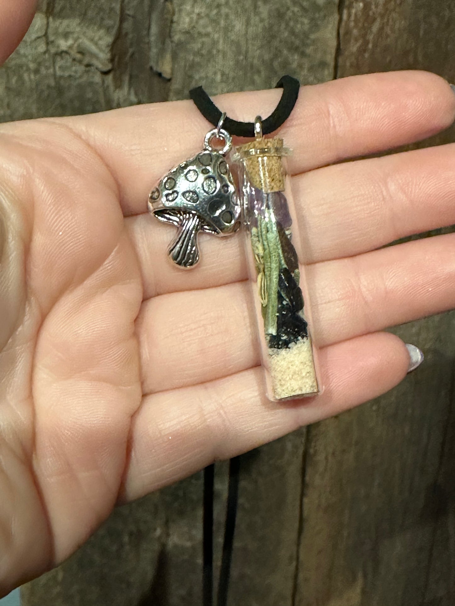 Protection Spell Necklace with Mushy Charm