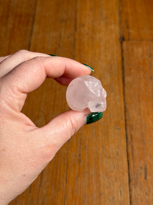 Rose Quartz Skull Carving