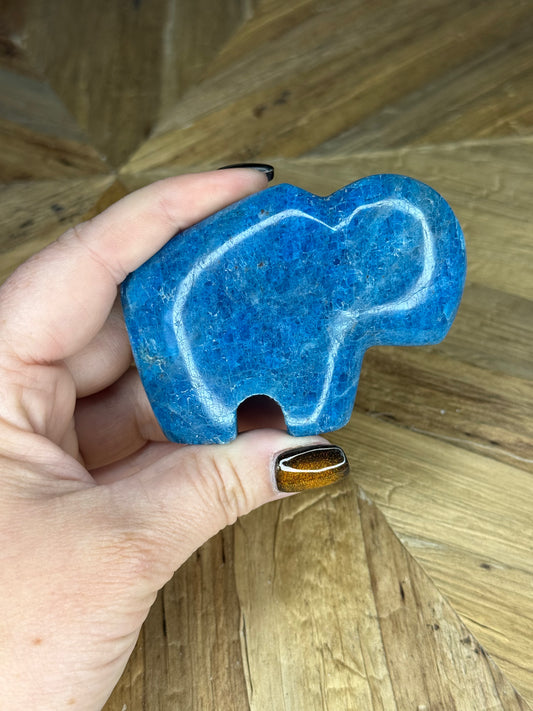 Blue Apatite Buffalo Carvings
